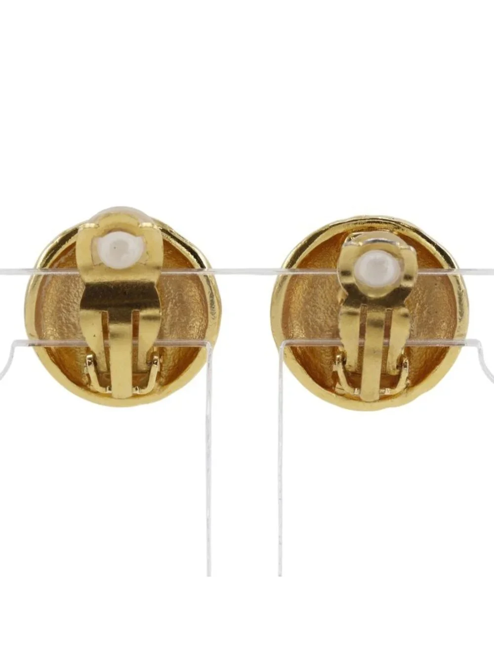 Chanel CC Logo Vintage Gold Plated Earrings